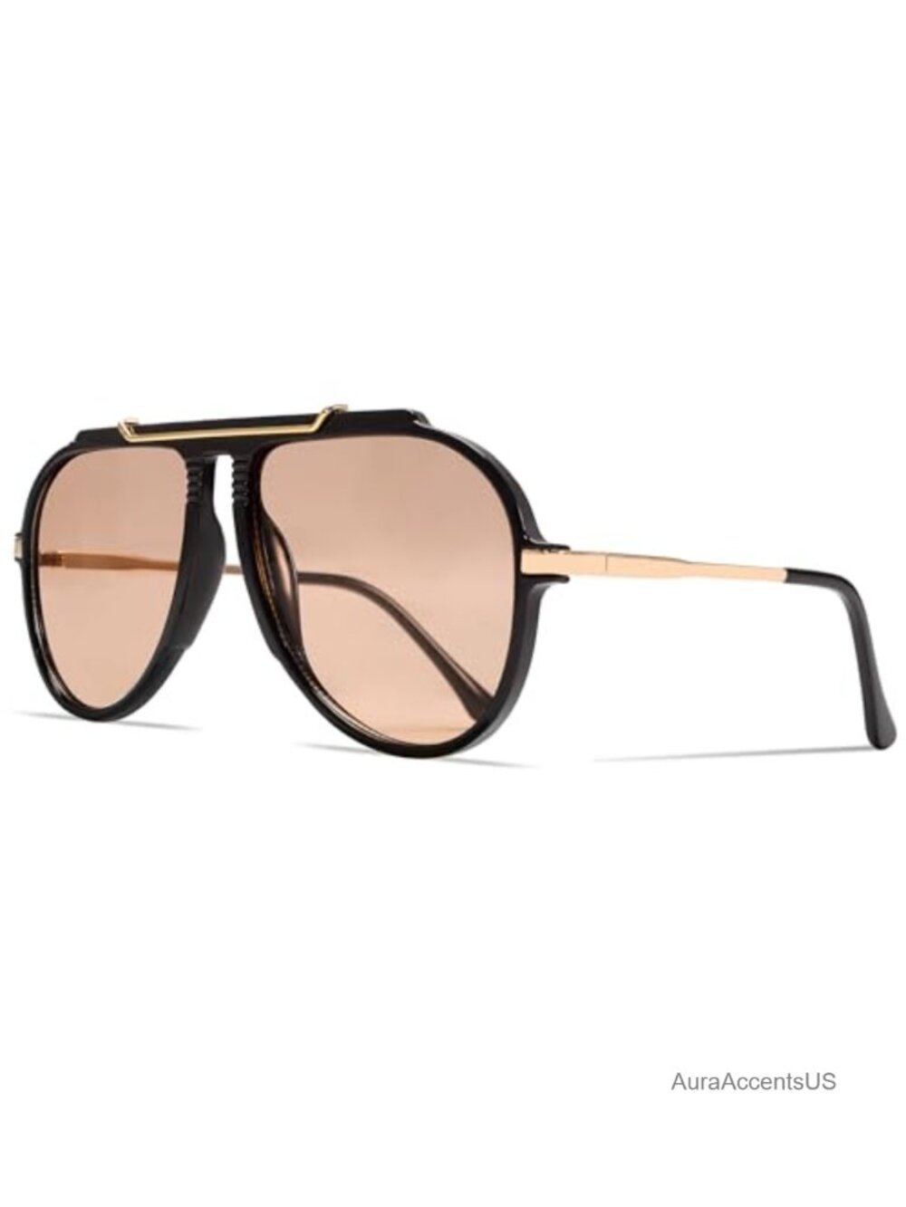 Oversized Aviator Sunglasses 70s Retro TopBar Full Frame UV400